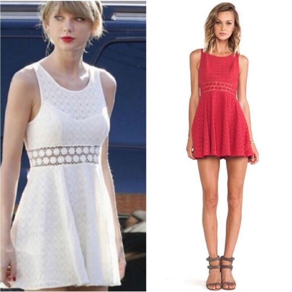 FREE PEOPLE | Red Daisy Mini Dress Fit & Flare Cut Out Women’s Size 6 - Picture 2 of 12